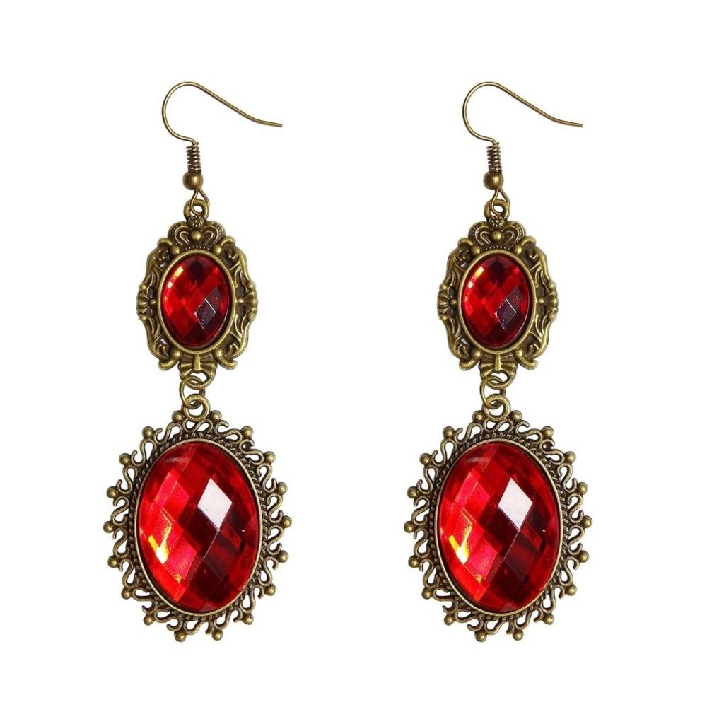 Elegant Red and Gold Drop Earrings
